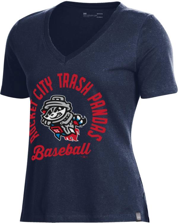 Under Armour Women's Rocket City Trash Pandas Navy V-Neck Performance T-Shirt