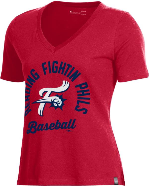 Under Armour Women's Reading Fightin Phils Red V-Neck Performance T-Shirt