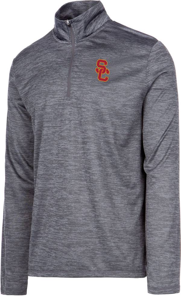 USC Authentic Apparel Men's USC Trojans Grey Whitley Quarter-Zip Pullover Shirt product image