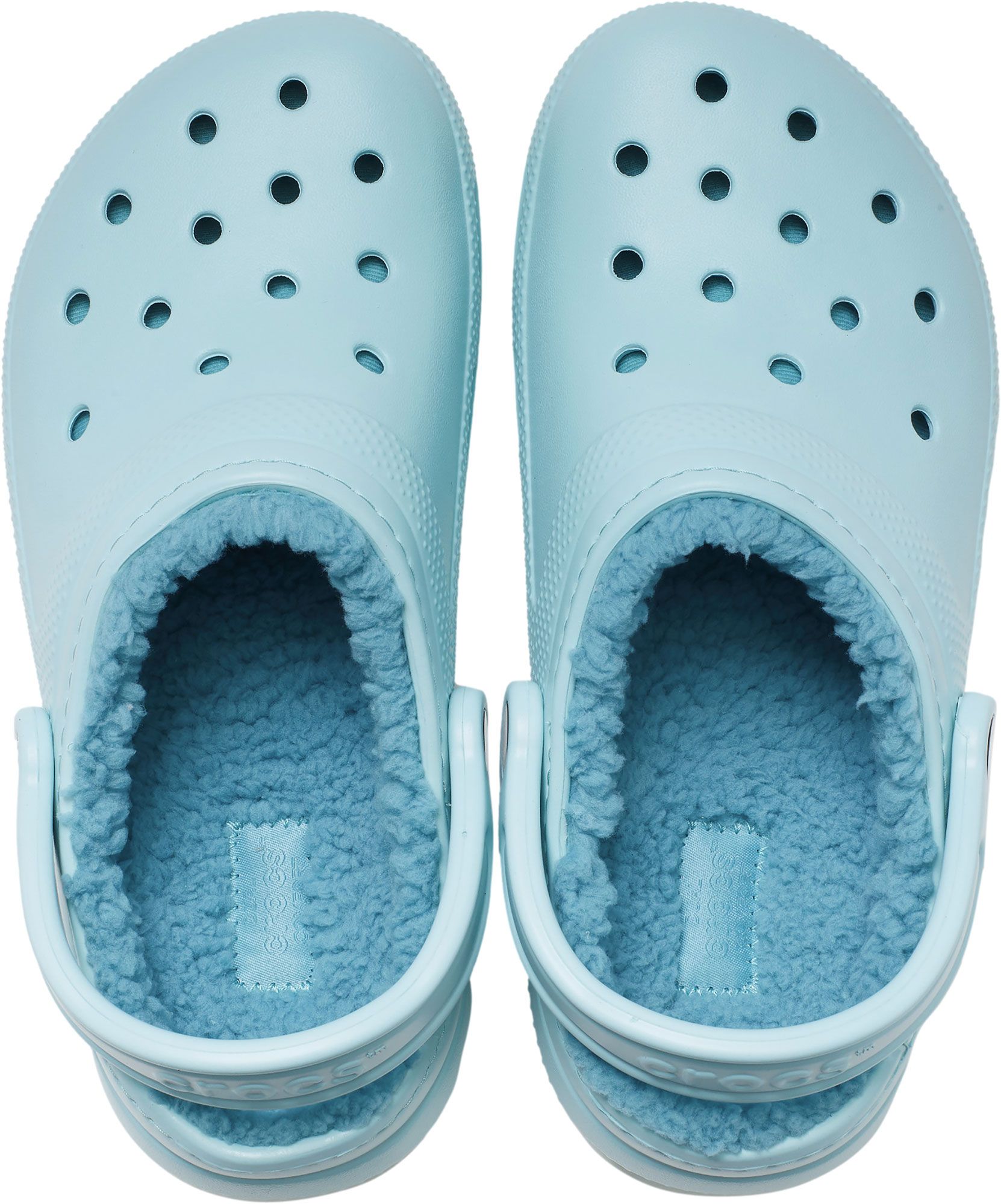 light blue fuzz lined crocs