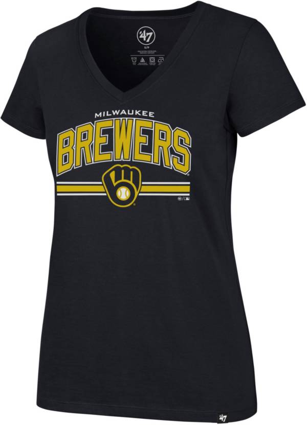 '47 Women's Milwaukee Brewers Wordmark Ultra Rival V-Neck T-Shirt