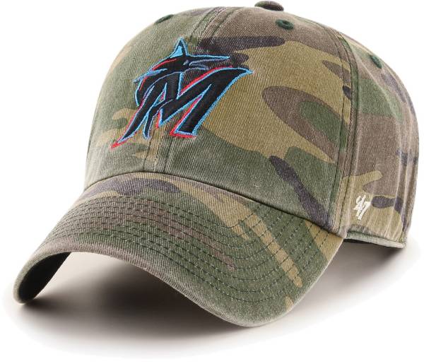 ‘47 Men's Miami Marlins Camo Clean Up Adjustable Hat