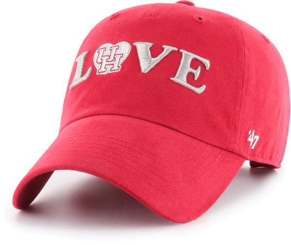 ‘47 Women's Houston Cougars Red Love Script Clean Up Adjustable Hat
