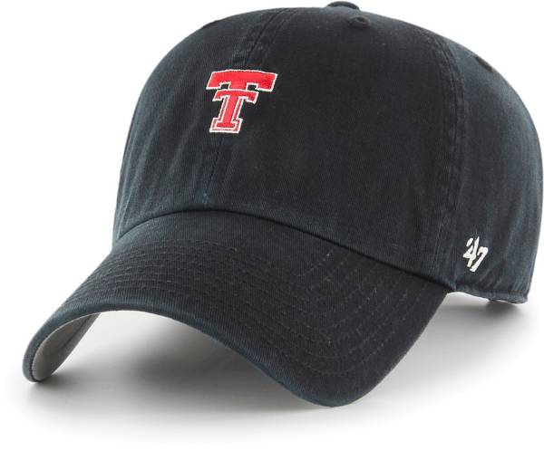 ‘47 Men's Texas Tech Red Raiders Base Runner Clean Up Adjustable Black Hat product image