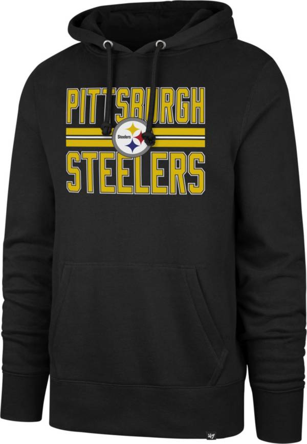 '47 Men's Pittsburgh Steelers Stripe Headline Black Hoodie