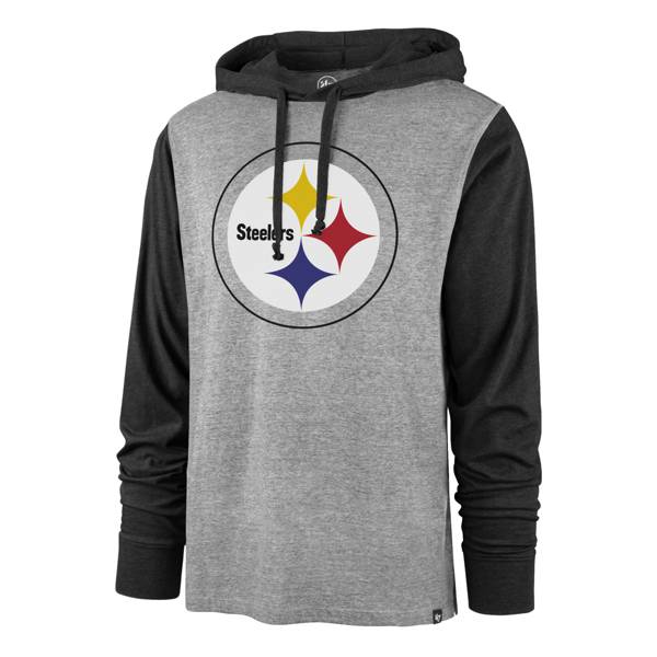 '47 Men's Pittsburgh Steelers Heather Grey/Black Logo Pullover Hoodie