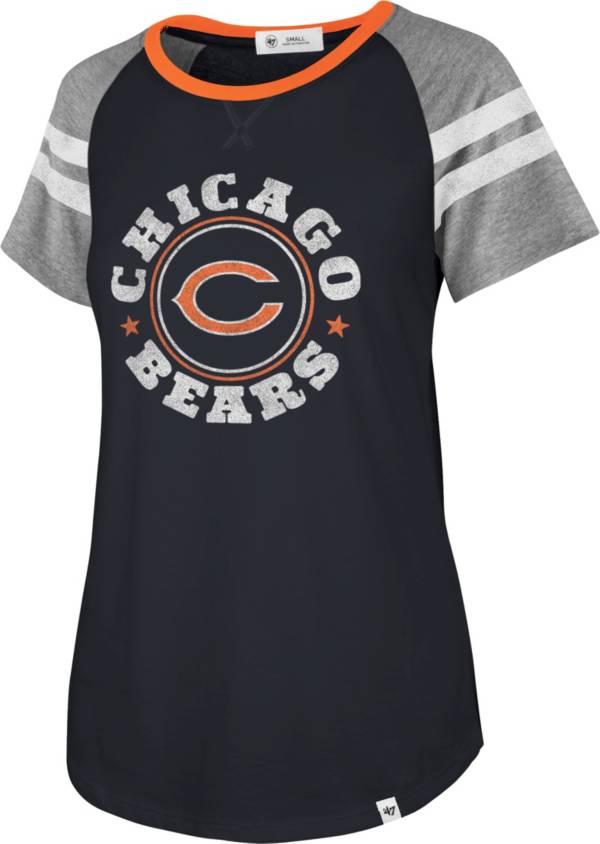 '47 Women's Chicago Bears Static Navy Raglan T-Shirt