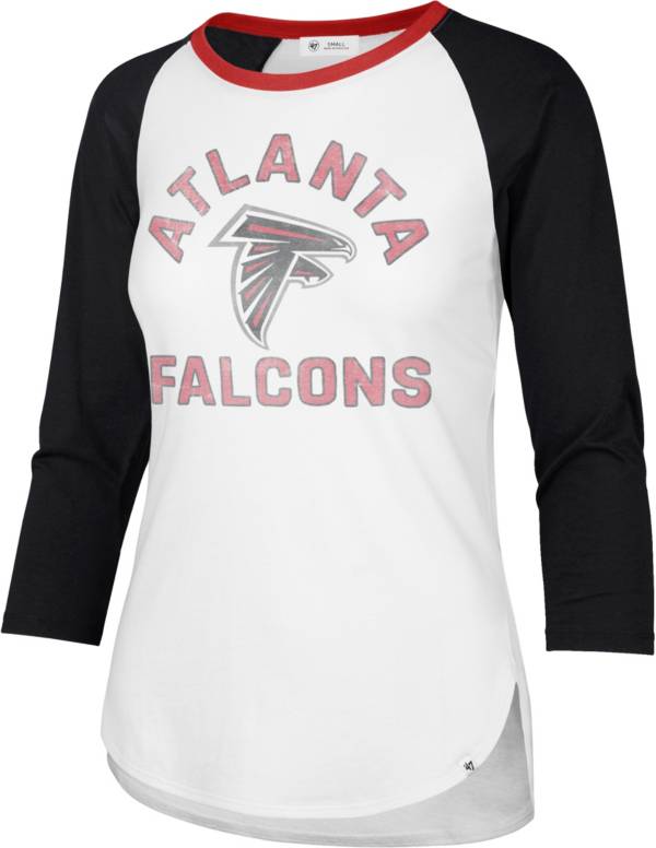 ‘47 Women's Atlanta Falcons White Wash Raglan Three-Quarter Sleeve T-Shirt