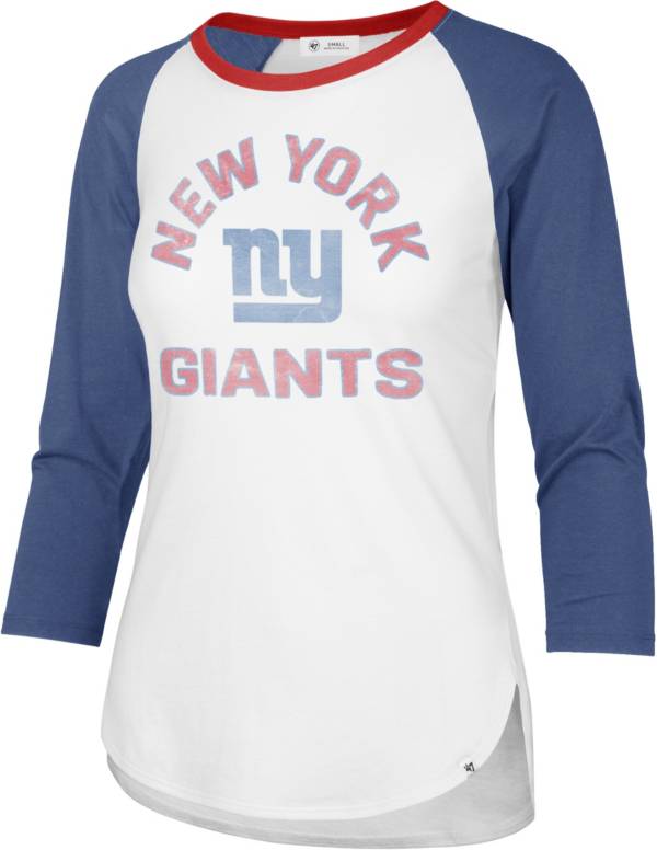 ‘47 Women's New York Giants White Wash Raglan Three-Quarter Sleeve T-Shirt