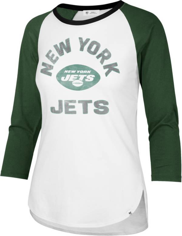 ‘47 Women's New York Jets White Wash Raglan Three-Quarter Sleeve T-Shirt product image