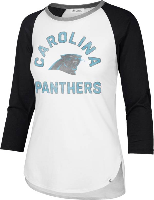 ‘47 Women's Carolina Panthers White Raglan Three-Quarter Sleeve T-Shirt