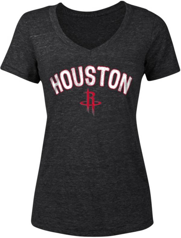 5th & Ocean Women's Houston Rockets Wordmark Black V-Neck T-Shirt