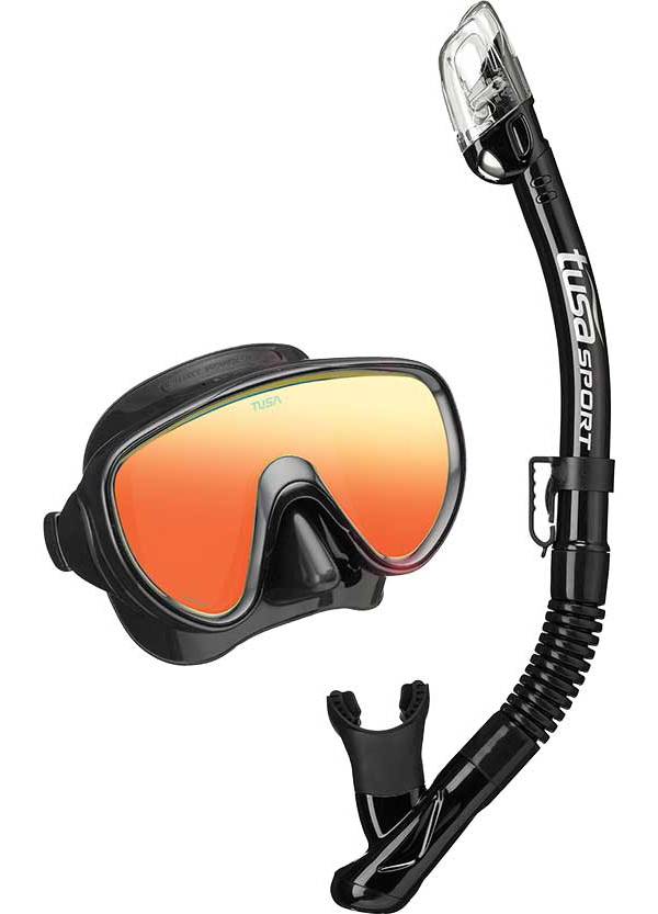 TUSA Sport Adult Serene Mirror Snorkeling Combo Set with Reusable Bag