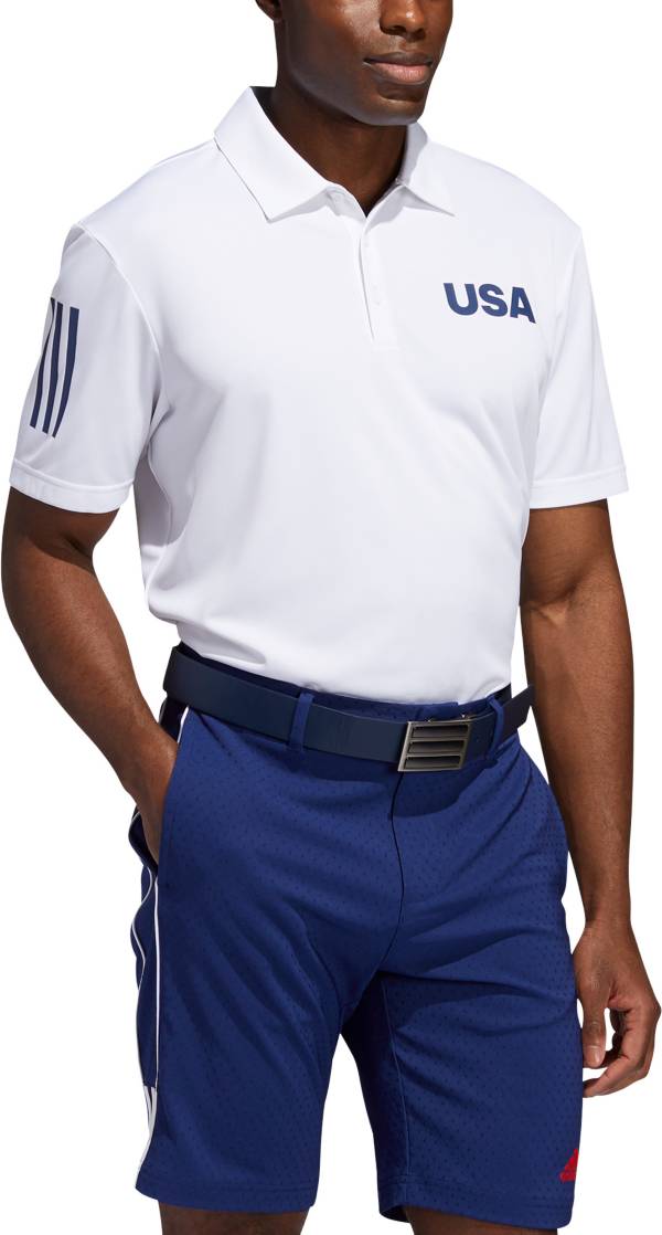 adidas Men's Ultimate365 USA 3 Stripe Solid Golf Polo