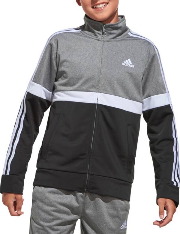 adidas Boys' Zip Front Split Logo Tricot Jacket