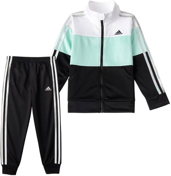 adidas Toddler Girls' Colorblock Tricot Jacket and Jogger Pants Set