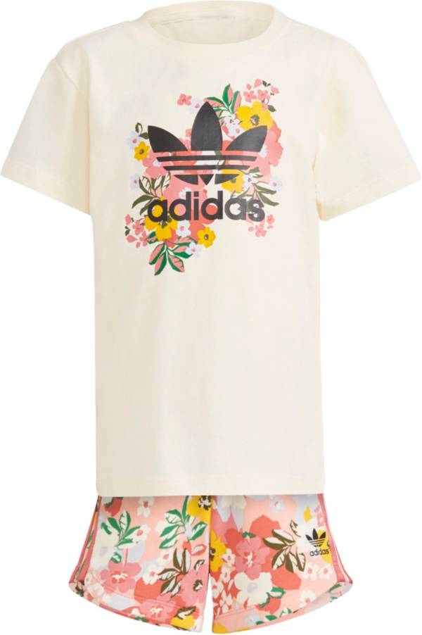adidas Girls' Floral T-Shirt and Shorts 2-Piece Set