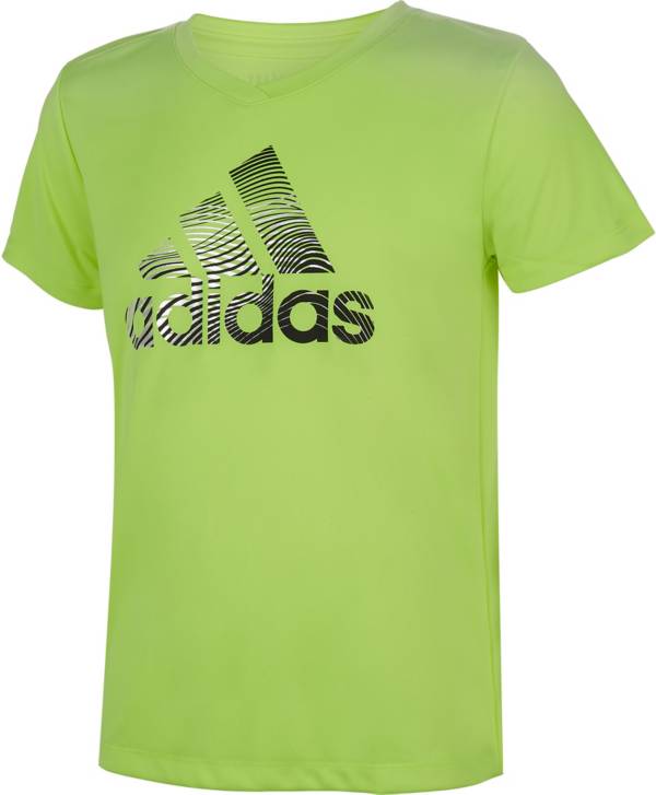 adidas Girl's V-Neck Poly Short Sleeve T-Shirt