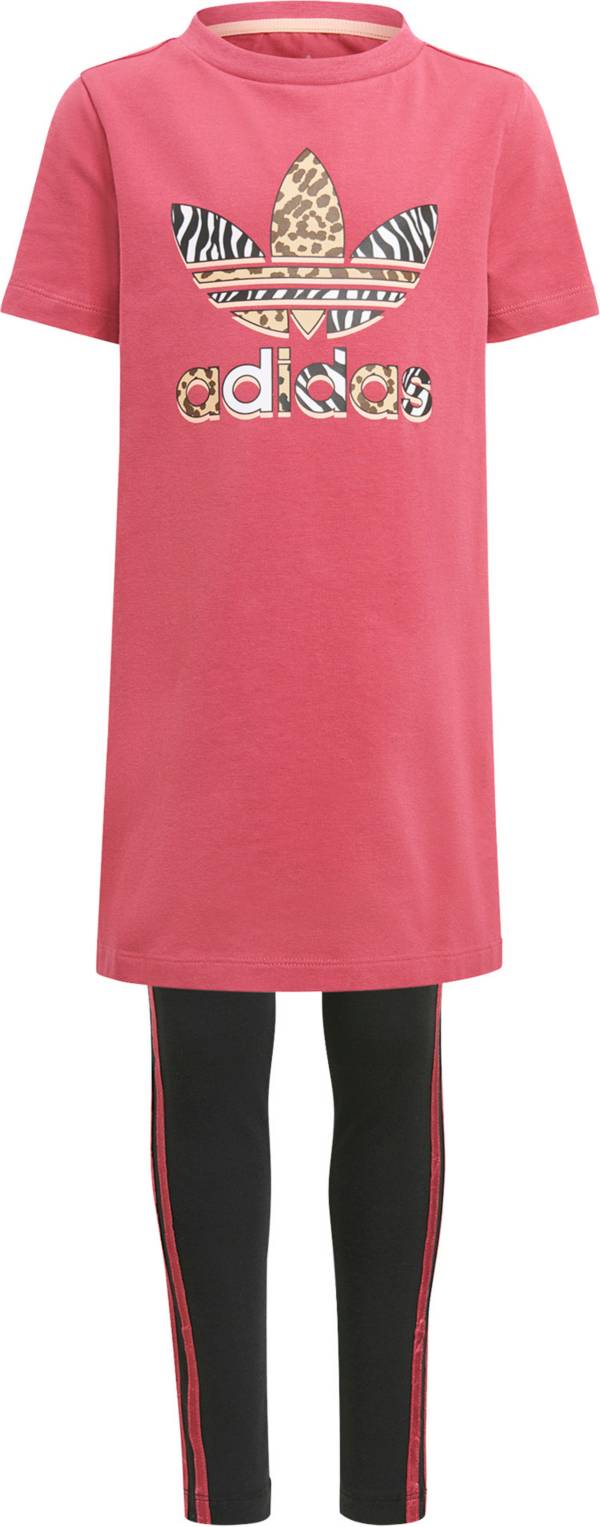 adidas Girls' Animal Flash Leggings and T-Shirt Dress 2-Piece Set