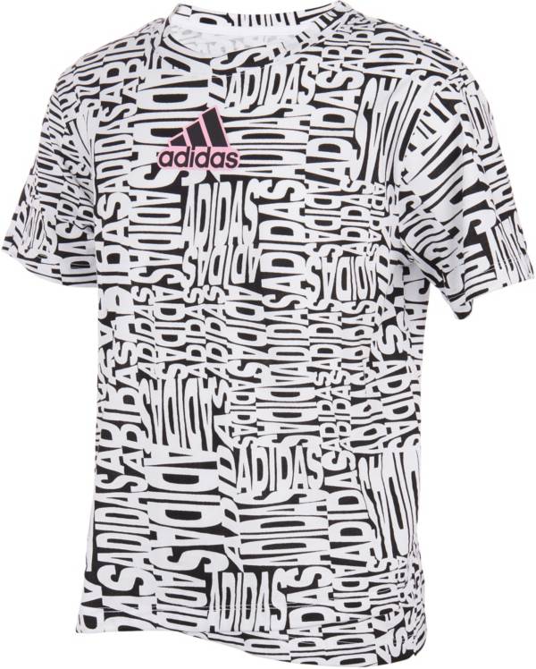 adidas Girls' Printed Crossover Hem T-Shirt