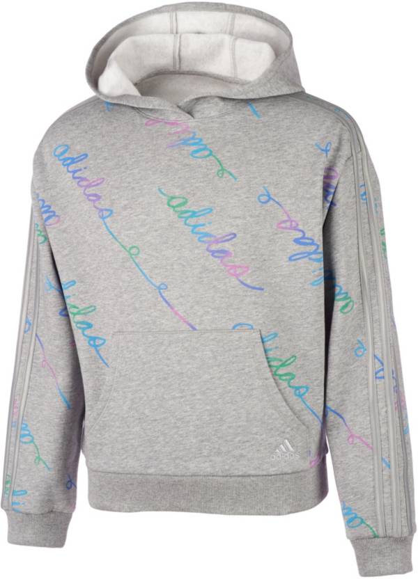 adidas Girls' Cursive Print Graphic Hoodie