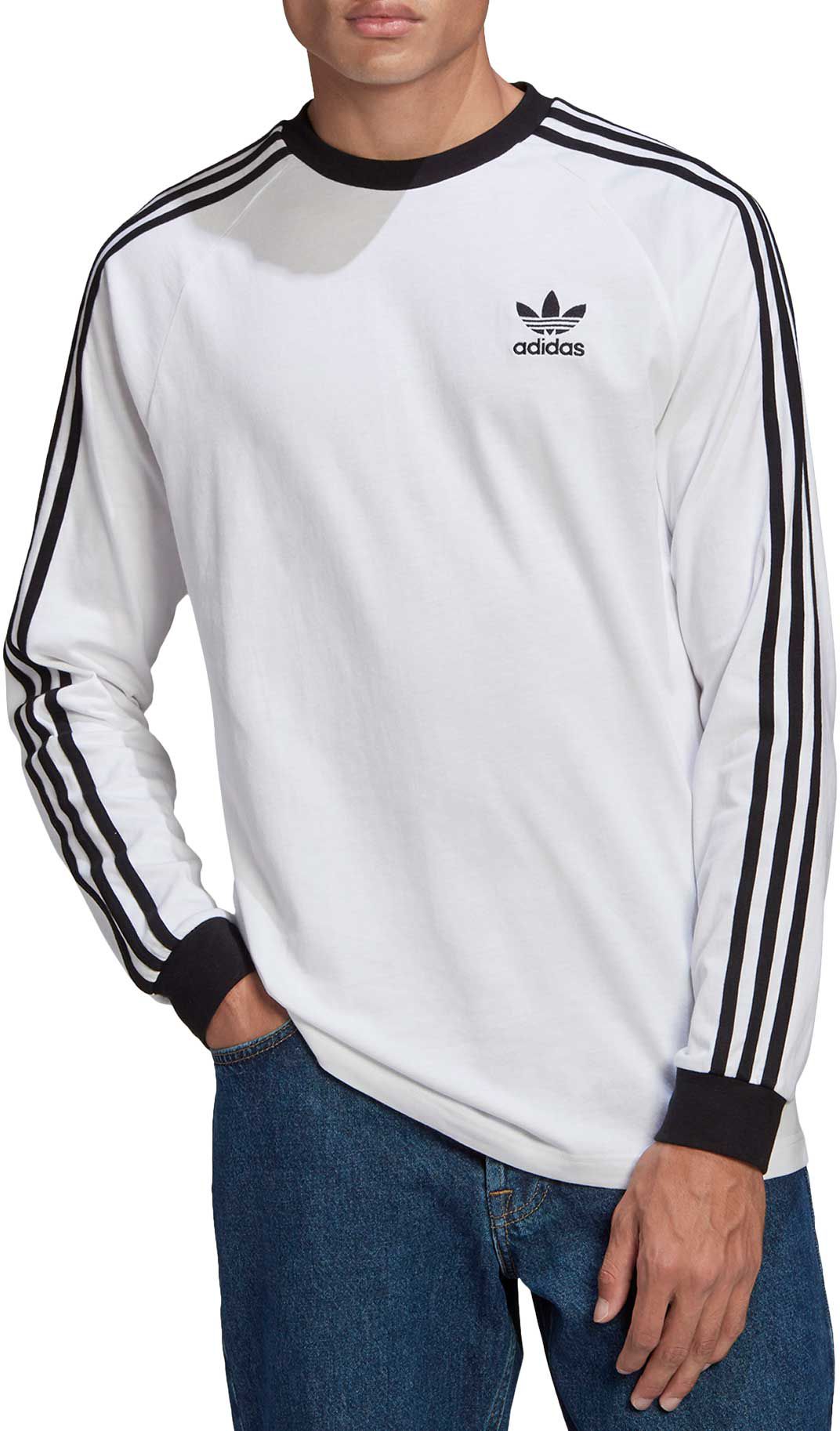 adidas 3 stripe long sleeve top mens