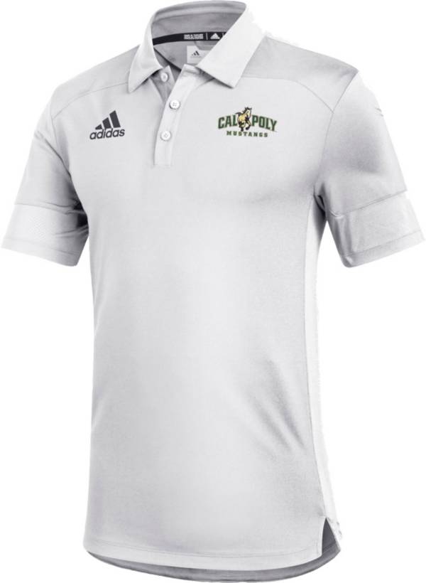 adidas Men's Cal Poly Mustangs Under the Lights Coaches Sideline White Polo