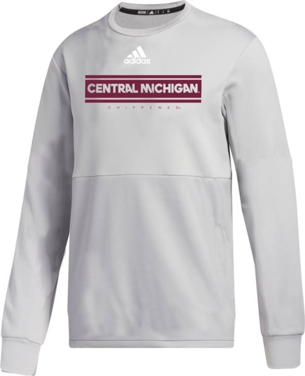 adidas Men's Central Michigan Chippewas Grey Team Issue Crew Pullover Shirt