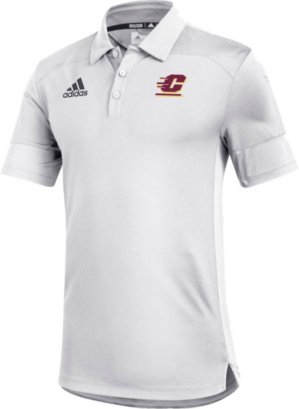 adidas Men's Central Michigan Chippewas Under the Lights Coaches Sideline White Polo