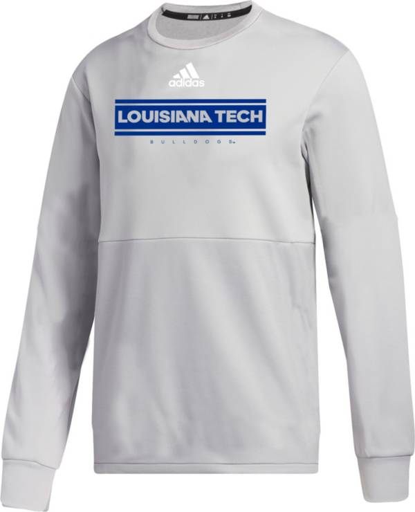 adidas Men's Louisiana Tech Bulldogs Grey Team Issue Crew Pullover Shirt