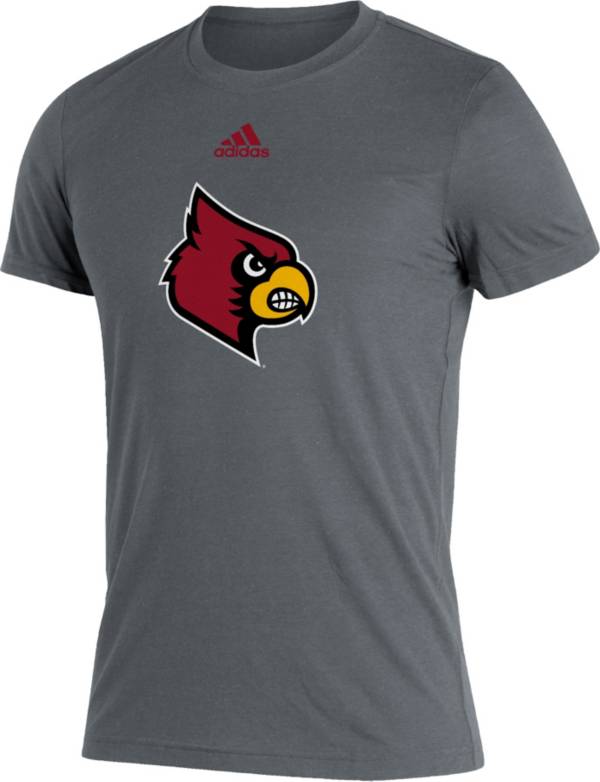 adidas Men's Louisville Cardinals Grey Logo Blend T-Shirt