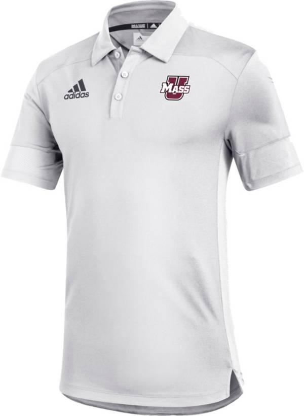 adidas Men's UMass Minutemen Under the Lights Coaches Sideline White Polo