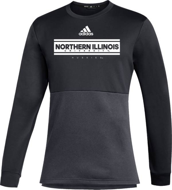 adidas Men's Northern Illinois Huskies Team Issue Crew Pullover Black Shirt