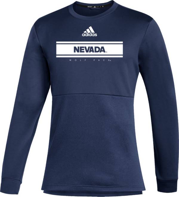 adidas Men's Nevada Wolf Pack Navy Team Issue Crew Pullover Shirt
