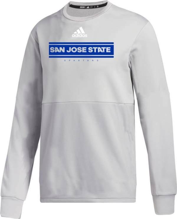 adidas Men's San Jose State Spartans Grey Team Issue Crew Pullover Shirt