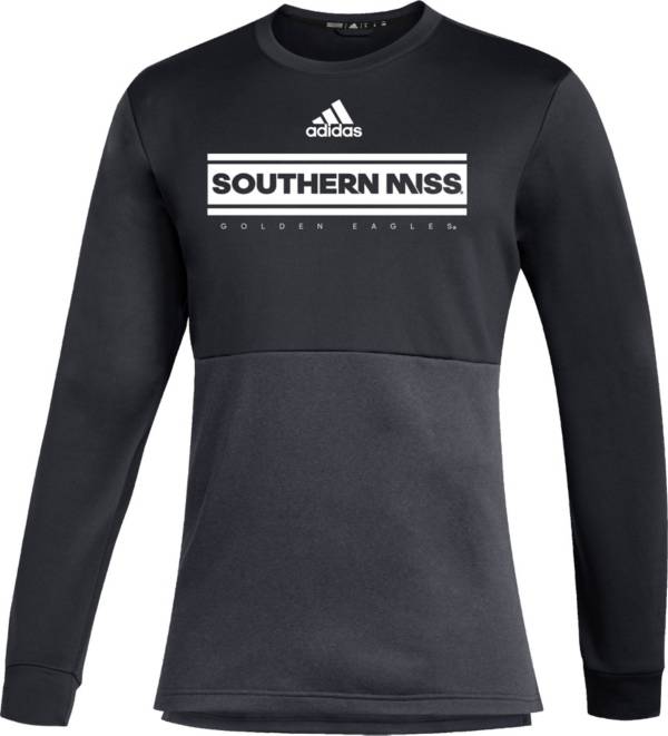 adidas Men's Southern Miss Golden Eagles Team Issue Crew Pullover Black Shirt