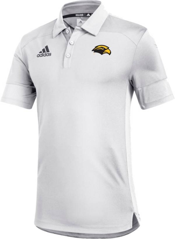 adidas Men's Southern Miss Golden Eagles Under the Lights Coaches Sideline White Polo