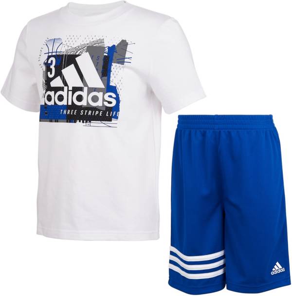 adidas Infant CTN Short Sleeve T-Shirt and Shorts Set