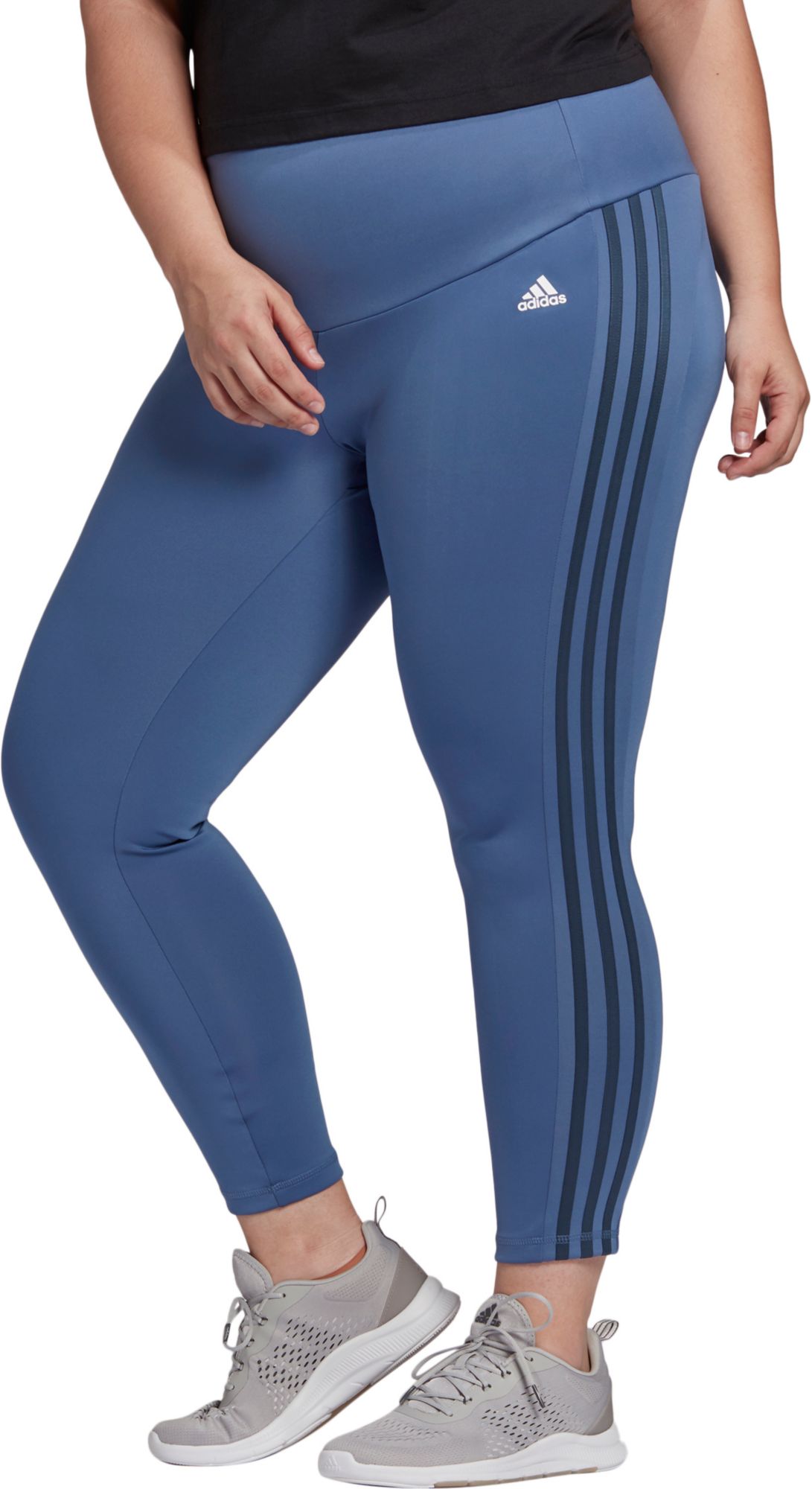 adidas blue 3 stripe leggings