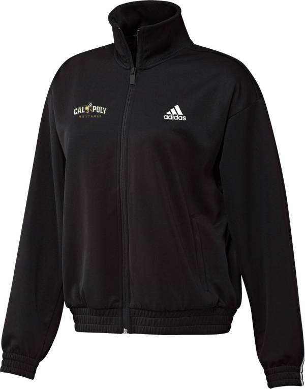 adidas Women's Cal Poly Mustangs Snap Full-Zip Bomber Black Jacket