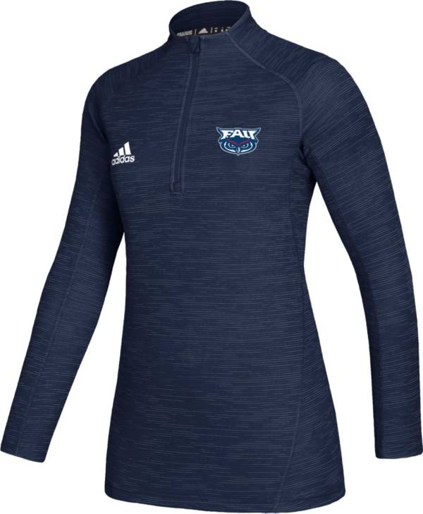 adidas Women's Florida Atlantic Owls Blue Game Mode Sideline Quarter-Zip Shirt