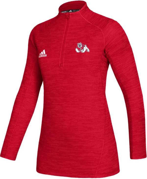 adidas Women's Fresno State Bulldogs Cardinal Game Mode Sideline Quarter-Zip Shirt