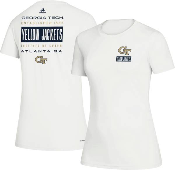 adidas Women's Georgia Tech Yellow Jackets Creator Crew Neck White T-Shirt