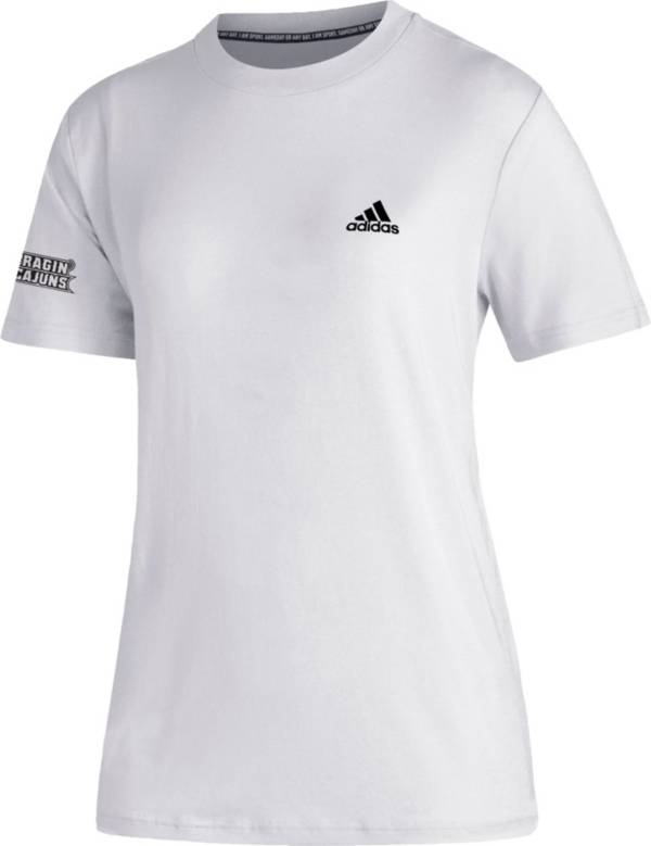 adidas Women's Louisiana-Lafayette Ragin' Cajuns Must-Have 3-Stripe White T-Shirt