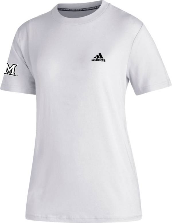 adidas Women's Miami RedHawks Must-Have 3-Stripe White T-Shirt product image