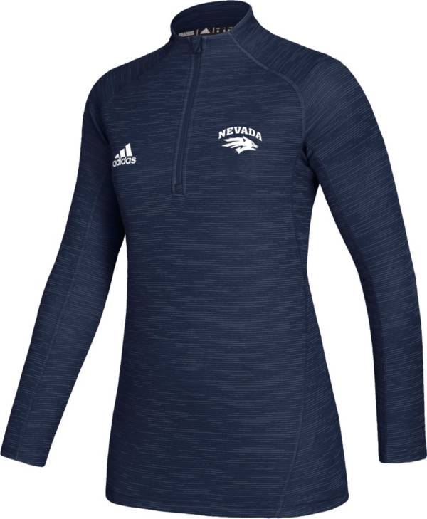 adidas Women's Nevada Wolf Pack Blue Game Mode Sideline Quarter-Zip Shirt