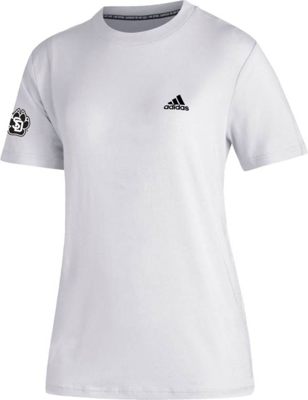 adidas Women's South Dakota State Jackrabbits Must-Have 3-Stripe White T-Shirt