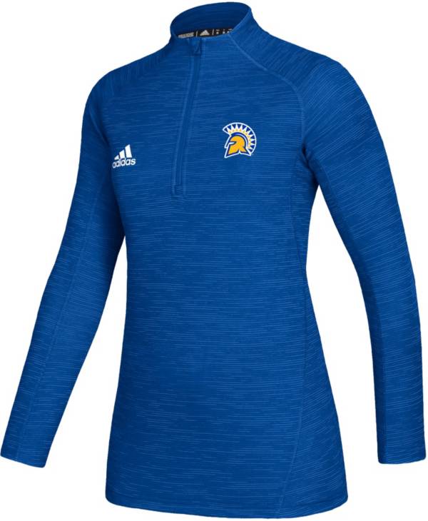 adidas Women's San Jose State Spartans Blue Game Mode Sideline Quarter-Zip Shirt