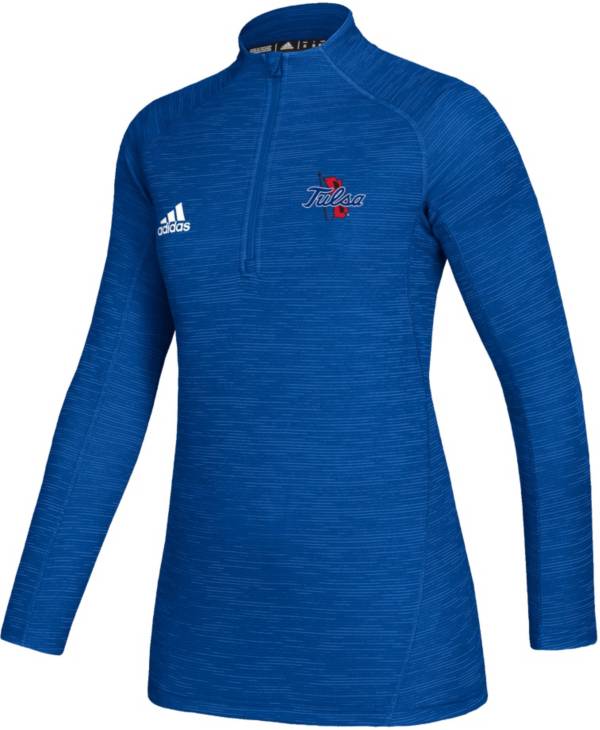 adidas Women's Tulsa Golden Hurricane Blue Game Mode Sideline Quarter-Zip Shirt