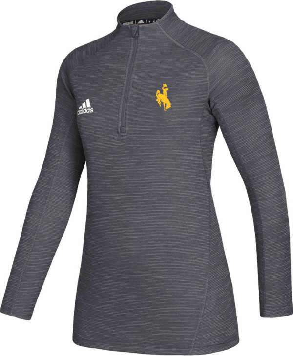 adidas Women's Wyoming Cowboys Grey Game Mode Sideline Quarter-Zip Shirt